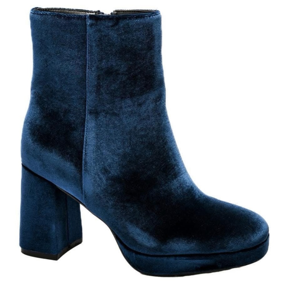 Elegant Velvet Ankle Boots - Blue - Picture 3 of 3